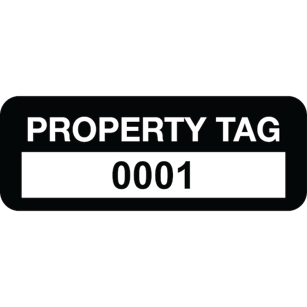 Lustre-Cal Property ID Label PROPERTY TAG Polyester Black 2in x 0.75in Serialized 0001-0100, 100PK 253744Pe1K0001 - main